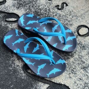 NWT DSG Shark Boys Flip Flop Sandals Size 2/3 Blue Summer Beach